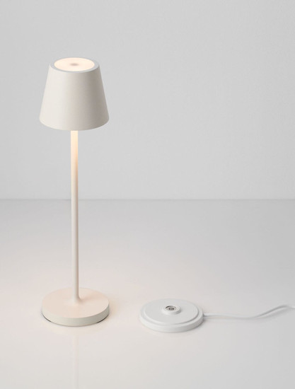 Nova Luce LED Akku-Tischleuchte Petit dimmbar 2W warmweiss 3000K IP54 salzwasserfest Weiß Aluminium Ø7cm 9030711