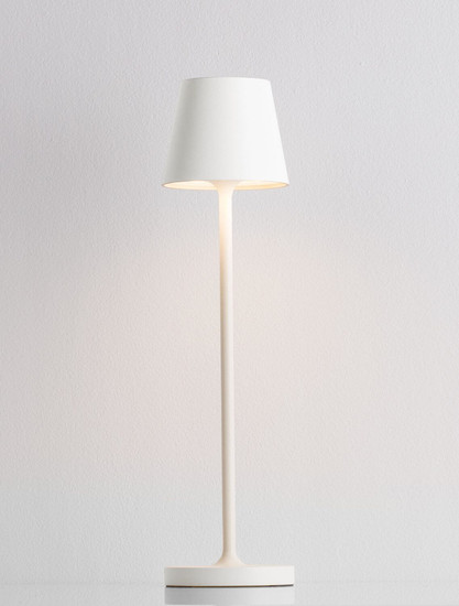 Nova Luce LED Akku-Tischleuchte Petit dimmbar 2W warmweiss 3000K IP54 salzwasserfest Weiß Aluminium Ø7cm 9030711