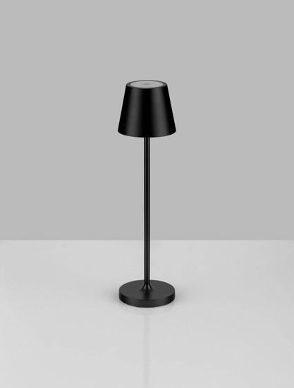 Nova Luce LED Akku-Tischleuchte Petit dimmbar 2W warmweiss 3000K IP54 salzwasserfest Schwarz Aluminium Ø7cm 9030712