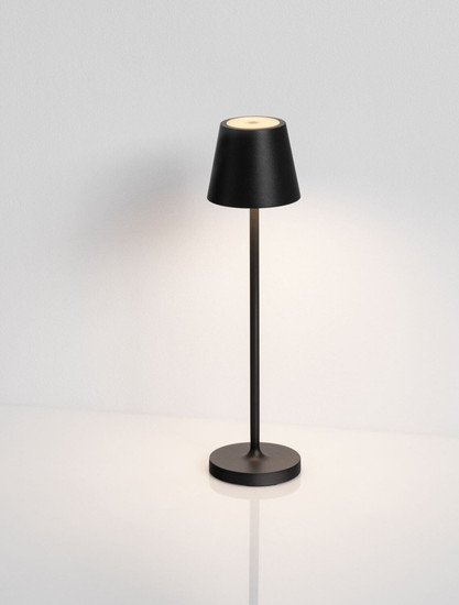 Nova Luce LED Akku-Tischleuchte Petit dimmbar 2W warmweiss 3000K IP54 salzwasserfest Anthrazit Aluminium Ø7cm 9030715