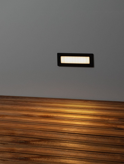 Nova Luce LED Wandeinbauleuchte Echo schwenkbar 6W warmweiss 3000K IP54 salzwasserfest Schwarz Aluminium 18x6cm 9030809