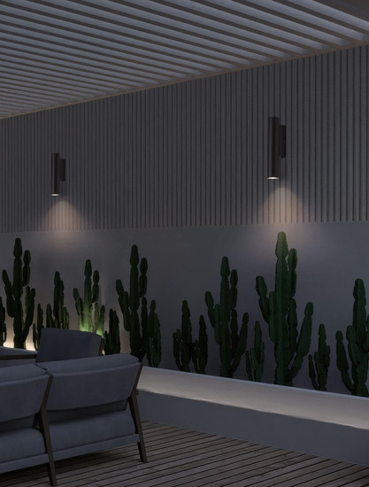 Nova Luce LED Außen-Wandleuchte Torrin 3W warmweiss 3000K IP65 salzwasserfest Anthrazit Aluminium Ø4,5cm 9050718