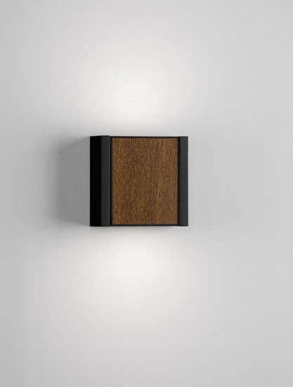 Nova Luce LED Außen-Wandleuchte Kioo 10W warmweiss 3000K IP65 salzwasserfest Schwarz Aluminium Holz 14x14cm 9136427