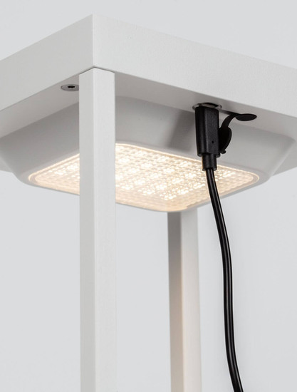 Nova Luce LED Akku-Stehleuchte Tegolo dimmbar 2W warmweiss 3000K USB IP54 Weiß Aluminium 39cm 9136432
