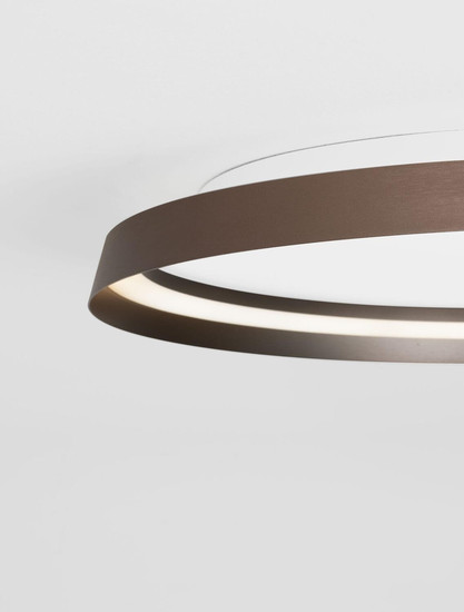 Nova Luce LED Deckenleuchte Ormi dimmbar 48W CCT warm-/neutralweiss 2700/3000/4000K Kaffeebraun Aluminium Ø60cm 9345700
