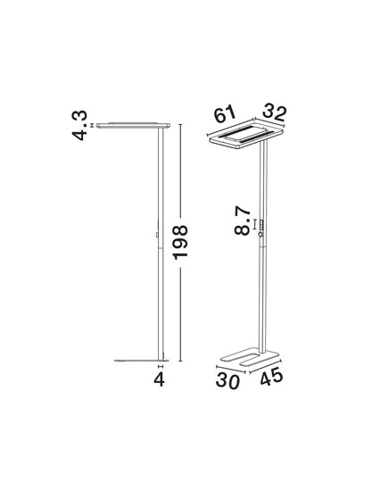 Nova Luce LED Stehleuchte Biolight dimmbar 77W neutralweiss 4000K Bewegungsmelder Weiß Aluminium 198cm 9416978