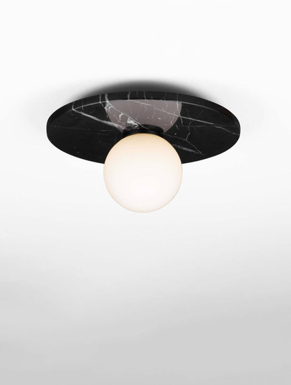 Nova Luce Deckenleuchte Idor G9 Opal Schwarz Glas Marmor Ø30cm 9501250