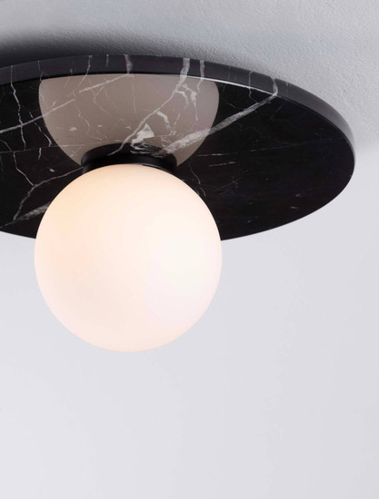 Nova Luce Deckenleuchte Idor G9 Opal Schwarz Glas Marmor Ø30cm 9501250
