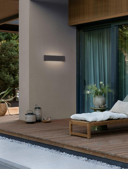 Nova Luce LED Außen-Wandleuchte Luna 11W warmweiss 3000K IP65 Schwarz Beton 40x10cm 9540235