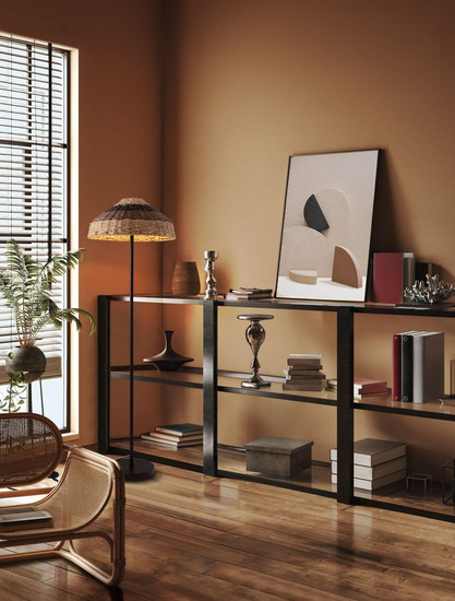 Nova Luce Stehleuchte Capa E27 Natur Schwarz Braun Rattan 148cm 9586529