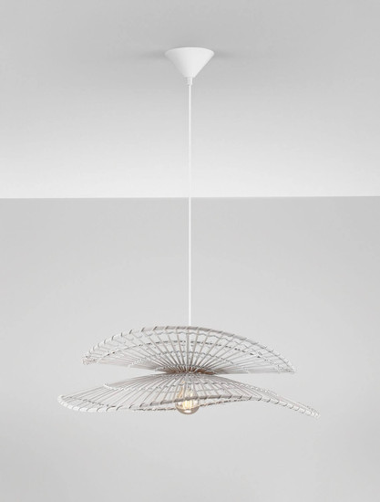 Nova Luce Pendelleuchte Artic E27 Weiß Stahl Rattan Ø60cm 9586601