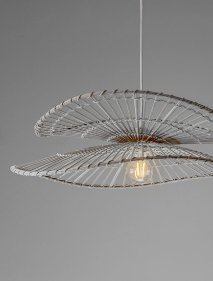 Nova Luce Pendelleuchte Artic E27 Weiß Stahl Rattan Ø60cm 9586601