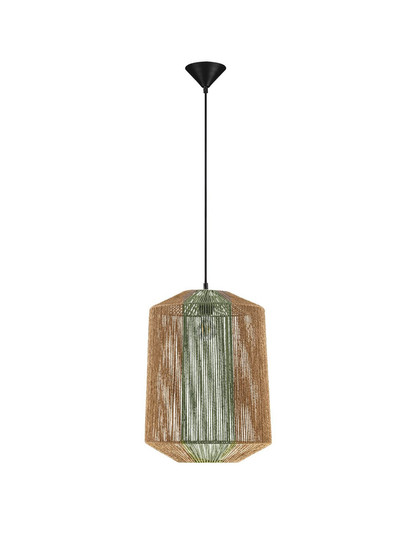 Nova Luce Pendelleuchte Dena E27 Grün Schwarz Natur Stahl Seil Ø38cm 9586602