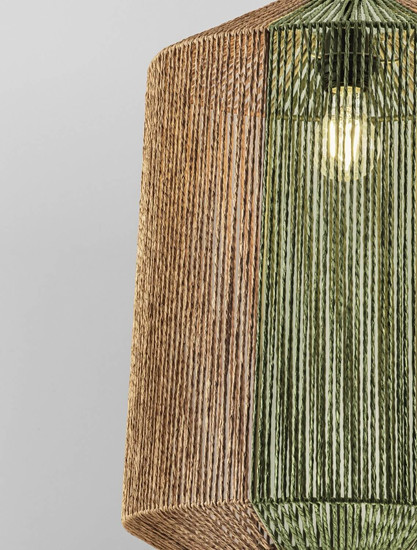 Nova Luce Pendelleuchte Dena E27 Grün Schwarz Natur Stahl Seil Ø38cm 9586602