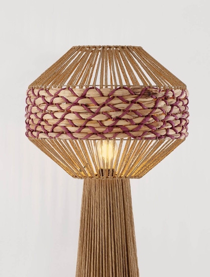 Nova Luce Stehleuchte Mapi E27 Natur Rot Seil Rattan 152cm 9586607