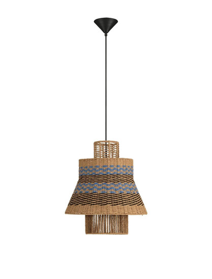 Nova Luce Pendelleuchte Mande E27 Natur Blau Schwarz Stahl Seil Ø40cm 9586608