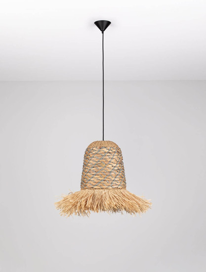 Nova Luce Pendelleuchte Sorello E27 Natur Blau Schwarz Stahl Seil Ø32cm 9586615