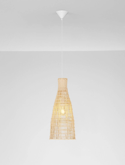 Nova Luce Pendelleuchte Niro E27 Natur Weiß Rattan Ø24cm 9586619