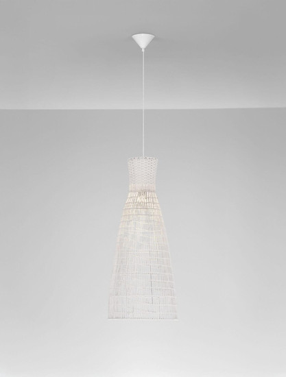 Nova Luce Pendelleuchte Niro E27 Natur Weiß Rattan Ø35cm 9586620