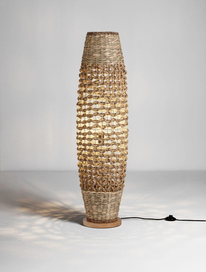 Nova Luce Stehleuchte Anada E27 Natur Holz Rattan 119cm 9586621