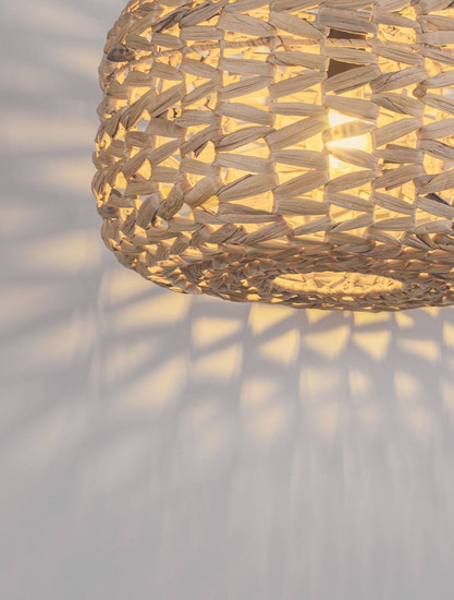 Nova Luce Pendelleuchte Ponn E27 Natur Schwarz Stahl Rattan Ø40cm 9586625