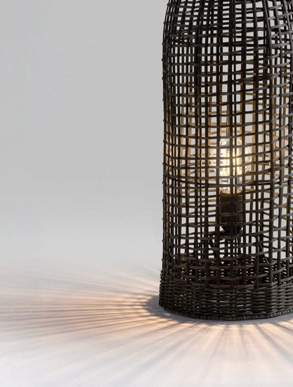 Nova Luce Stehleuchte Naos E27 Schwarz Metall Rattan 73cm 9586629