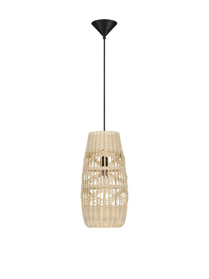 Nova Luce Pendelleuchte Riu E27 Natur Schwarz Stahl Rattan Ø22cm 9586631
