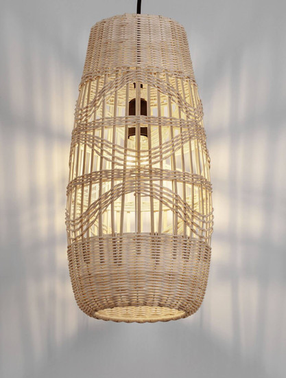 Nova Luce Pendelleuchte Riu E27 Natur Schwarz Stahl Rattan Ø22cm 9586631
