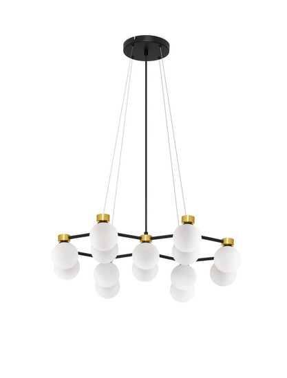Nova Luce Pendelleuchte Ovalino 14-flammig 14xG9 Gold Schwarz Opal Glas Metall 73x64cm 9620162