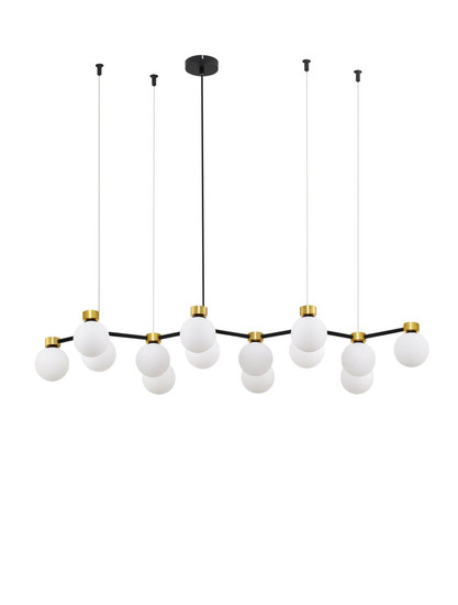Nova Luce Pendelleuchte Ovalino 14-flammig 14xG9 Gold Schwarz Opal Glas Metall 107x47cm 9620163