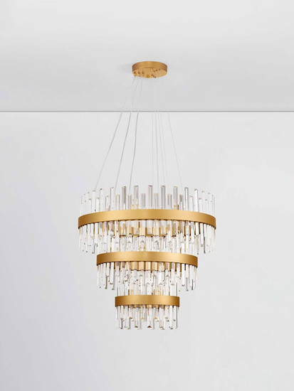 Nova Luce Pendelleuchte Crown 42-flammig 42xG9 Gold Metall Kristall Ø75cm 9695121
