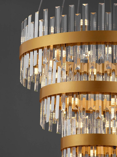 Nova Luce Pendelleuchte Crown 42-flammig 42xG9 Gold Metall Kristall Ø75cm 9695121