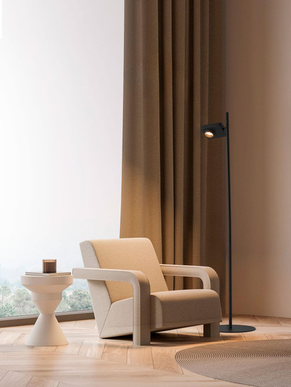 Nova Luce LED Stehleuchte Kedros schwenkbar dimmbar 9W warmweiss 3000K Schwarz Stahl Aluminium 131cm 9870034