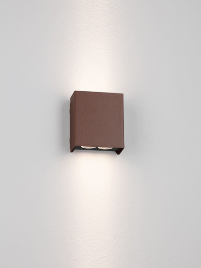 Nova Luce LED Außen-Wandleuchte Elio 12W warmweiss 3000K IP65 salzwasserfest Cortenstahl Aluminium 13x11cm 9971475