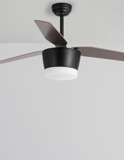 Nova Luce MONSOON LED Ventilator Schwarz 18W Warmweiss 38-51x132cm 5260251