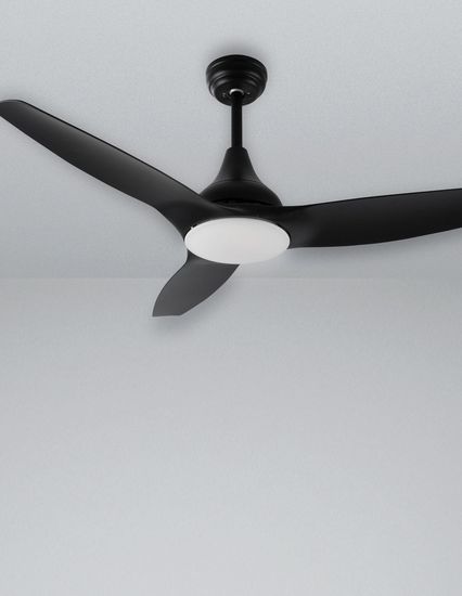 Nova Luce SAMOA LED Ventilator Schwarz 18W Warmweiss 35-48x122cm 5267302