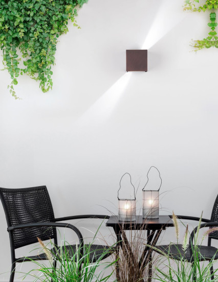 Nova Luce COMO LED Wandleuchte Braun 2x3W IP54 Warmweiss 11,2x11,2x11,2cm 847406