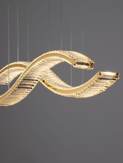 Nova Luce AURELIA LED Pendelleuchte Gold 95W Neutralweiss 120x16x150cm dimmbar 9019724