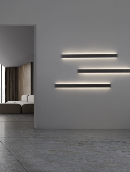 Nova Luce SELINE LED Wandleuchte Schwarz 44W Warmweiss 120x2,7x7,5cm 9081400