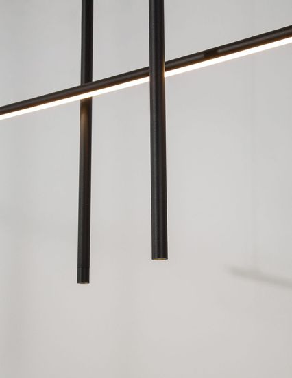 Nova Luce ELETTRA LED Pendelleuchte Schwarz 20W Warmweiss 110x15x200cm 9088105