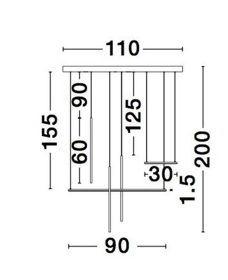 Nova Luce ELETTRA LED Pendelleuchte Schwarz 20W Warmweiss 110x15x200cm 9088105