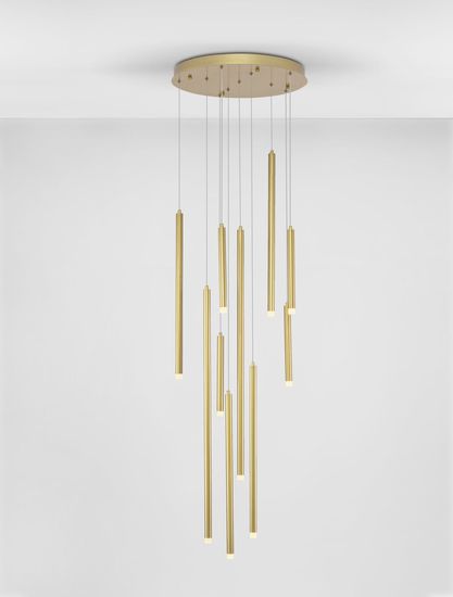 Nova Luce TRIMLE LED Pendelleuchte Gold 26W Warmweiss 220x50cm dimmbar 9287940