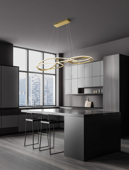 Nova Luce NUDOS LED Pendelleuchte Gold 158W Warmweiss 150x80x150cm dimmbar 9289083