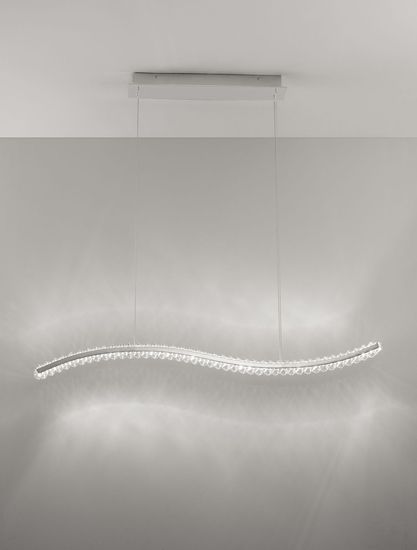 Nova Luce AURELIA LED Pendelleuchte Chrom 43W Neutralweiss 100x7,6x150cm dimmbar 9333070