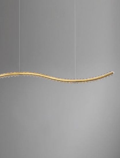 Nova Luce AURELIA LED Pendelleuchte Gold 43W Neutralweiss 100x7,6x150cm dimmbar 9333078