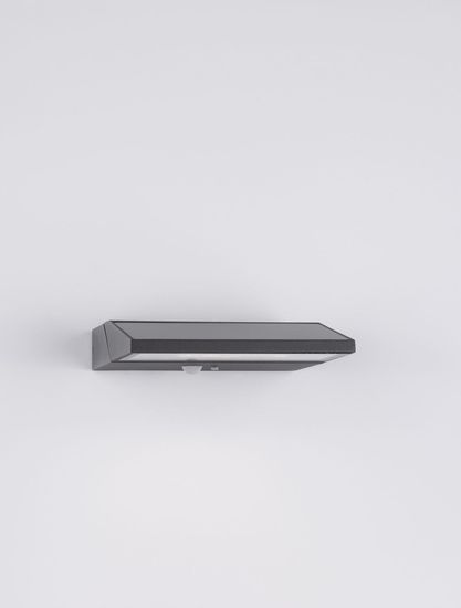 Nova Luce PRIM LED Wandleuchte Anthrazit 2W IP65 Warmweiss 18x17,5x3,5cm Solar Bewegungsmelder 9492510