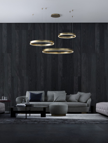 Nova Luce MOTIF LED Pendelleuchte Gold 140W Warmweiss 250x100cm dimmbar 9530190