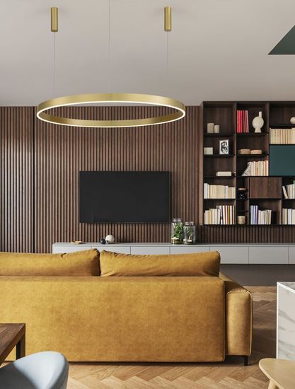 Nova Luce MOTIF LED Pendelleuchte Messing 72W Steuerbare Lichtfarbe 250x120cm dimmbar 9530220