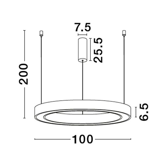 Nova Luce STING LED Pendelleuchte Schwarz 60W Warmweiss 200x100cm dimmbar 9558607