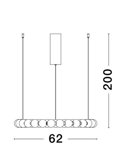 Nova Luce PERLA LED Pendelleuchte Gold 56W Warmweiss 200x62cm dimmbar 9695230
